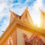 Dach, punkt orientacyjny, miasto Phnom, Kambodża